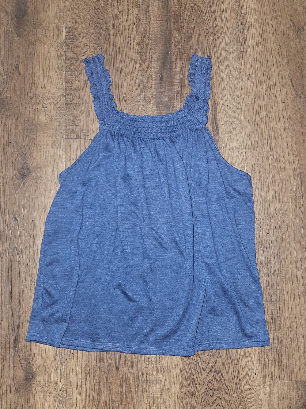 LC Lauren Conrad Blue Smocked-Strap Tank Top